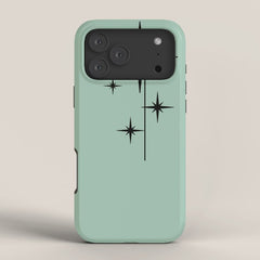 1950s Atomic Age Retro Starbursts in Aqua Mint and Black iPhone Case