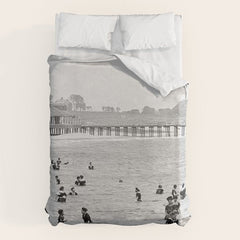 1895 Narragansett Pier and Beach, Narragansett, Rhode Island Duvet Cover