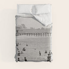 1895 Narragansett Pier and Beach, Narragansett, Rhode Island Duvet Cover
