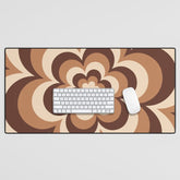70s Retro Flower Power in Coffee Brown Desk Mat