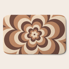 70s Retro Flower Power in Coffee Brown Bath Mat