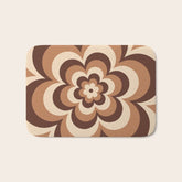 70s Retro Flower Power in Coffee Brown Bath Mat