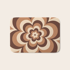 70s Retro Flower Power in Coffee Brown Bath Mat