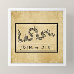 1776 "Join, or Die" Revolutionary War flag with 13 colonies, snake & no colors by Benjamin Franklin Mini Art Print