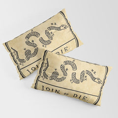 1776 "Join, or Die" Revolutionary War flag with 13 colonies, snake & no colors by Benjamin Franklin Pillow Sham