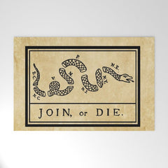 1776 "Join, or Die" Revolutionary War flag with 13 colonies, snake & no colors by Benjamin Franklin Welcome Mat