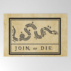 1776 "Join, or Die" Revolutionary War flag with 13 colonies, snake & no colors by Benjamin Franklin Welcome Mat