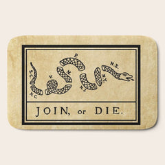 1776 "Join, or Die" Revolutionary War flag with 13 colonies, snake & no colors by Benjamin Franklin Bath Mat