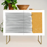 (White Background) Mid Century Modern Minimalist Rothko Inspired Color Field With Lines Geometric Style Credenza