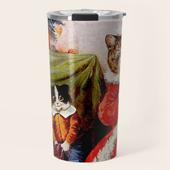 A Merry Christmas' Vintage Cat Art by Louis Wain Travel Mug