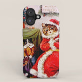 A Merry Christmas' Vintage Cat Art by Louis Wain iPhone Case