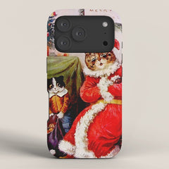 A Merry Christmas' Vintage Cat Art by Louis Wain iPhone Case