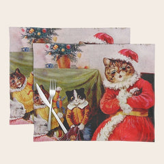 A Merry Christmas' Vintage Cat Art by Louis Wain Placemat