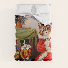 A Merry Christmas' Vintage Cat Art by Louis Wain Duvet Cover