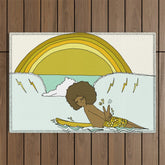 "buttons" kaluhiokalani 70s surf legend // retro surf art by surfy birdy Outdoor Rug