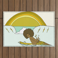 "buttons" kaluhiokalani 70s surf legend // retro surf art by surfy birdy Outdoor Rug