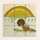 "buttons" kaluhiokalani 70s surf legend // retro surf art by surfy birdy Wood Wall Art