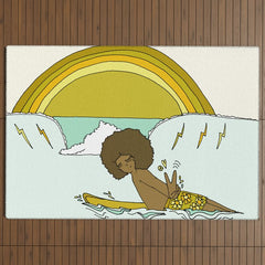 "buttons" kaluhiokalani 70s surf legend // retro surf art by surfy birdy Outdoor Rug