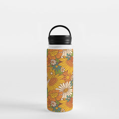 70s Retro Floral Water Bottle
