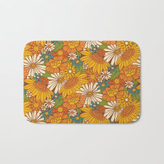 70s Retro Floral Bath Mat