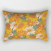 70s Retro Floral Rectangular Pillow