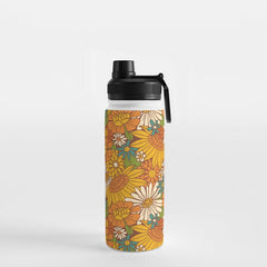 70s Retro Floral Water Bottle