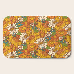 70s Retro Floral Bath Mat