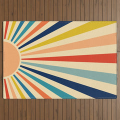 60s retro sun Outdoor Rug