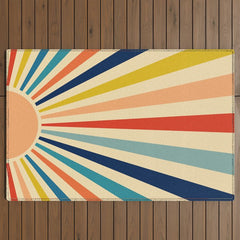60s retro sun Outdoor Rug
