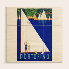 1941 PORTOFINO Italy Travel Poster Wood Wall Art