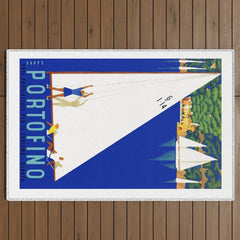 1941 PORTOFINO Italy Travel Poster Outdoor Rug