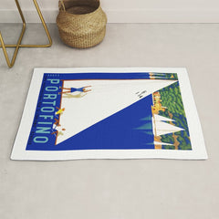 1941 PORTOFINO Italy Travel Poster Rug
