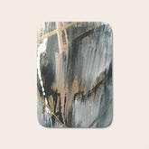 01025: a neutral abstract in gold, black, and white Bath Mat
