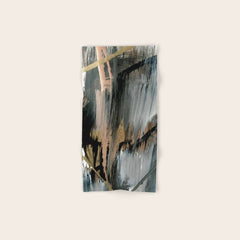 01025: a neutral abstract in gold, black, and white Bath Towel