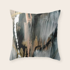 01025: a neutral abstract in gold, black, and white Throw Pillow