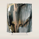 01025: a neutral abstract in gold, black, and white Shower Curtain