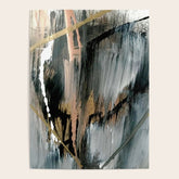 01025: a neutral abstract in gold, black, and white Poster