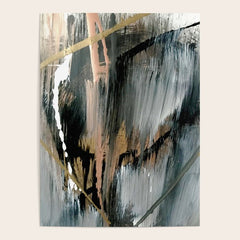 01025: a neutral abstract in gold, black, and white Poster