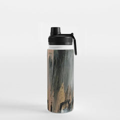 01025: a neutral abstract in gold, black, and white Water Bottle