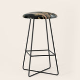 01025: a neutral abstract in gold, black, and white Stool