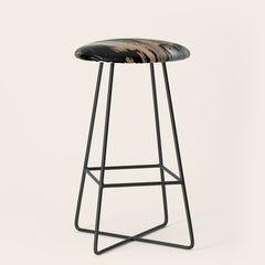 01025: a neutral abstract in gold, black, and white Stool