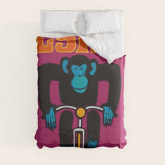1968 CYRK Cycling Chimpanzee Polish Circus Poster Duvet Cover