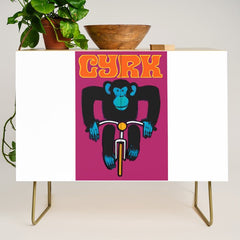 1968 CYRK Cycling Chimpanzee Polish Circus Poster Credenza
