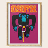 1968 CYRK Cycling Chimpanzee Polish Circus Poster Serving Tray
