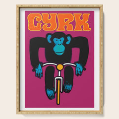 1968 CYRK Cycling Chimpanzee Polish Circus Poster Serving Tray