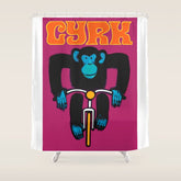 1968 CYRK Cycling Chimpanzee Polish Circus Poster Shower Curtain