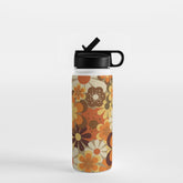 70's Floral Prints, Retro Art Water Bottle