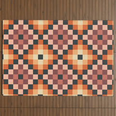 70s color squares pattern Outdoor Rug