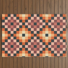 70s color squares pattern Outdoor Rug