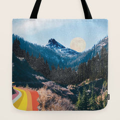 1960's Style Mountain Collage Tote Bag